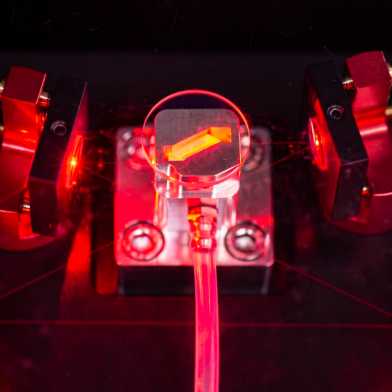 Detail of a trapped-ion experiment