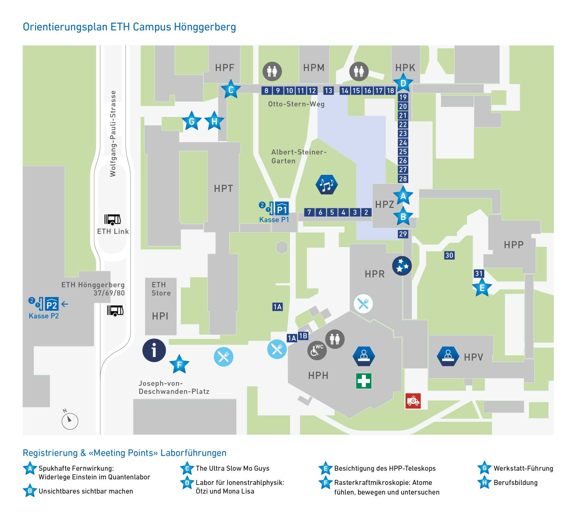 Vergrösserte Ansicht: Campus Hönggerberg - NdP Orientierungsplan-Laborführungen